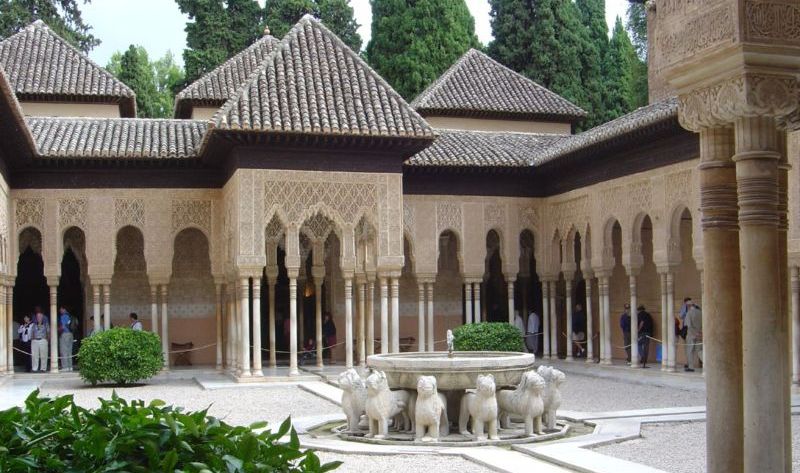 Court of the Lions in Alhambra in Granada in Southern Spain