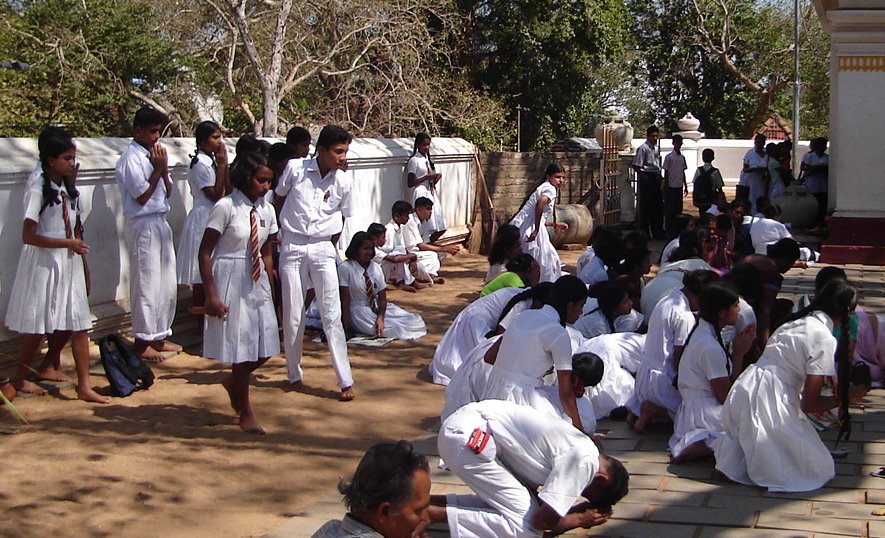 Sri Lankan School Students worshipping at Sri Maha Bodhi