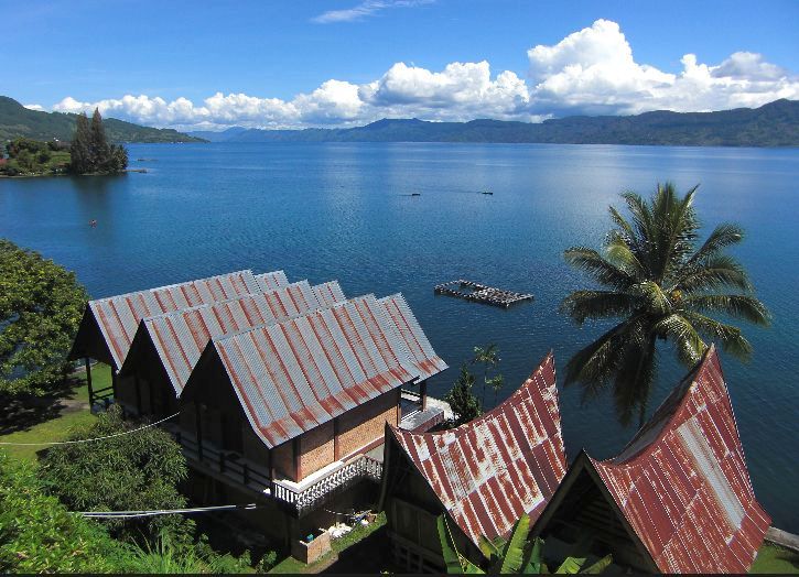 Traditional style houses on Pulau Samosir in Lake Toba