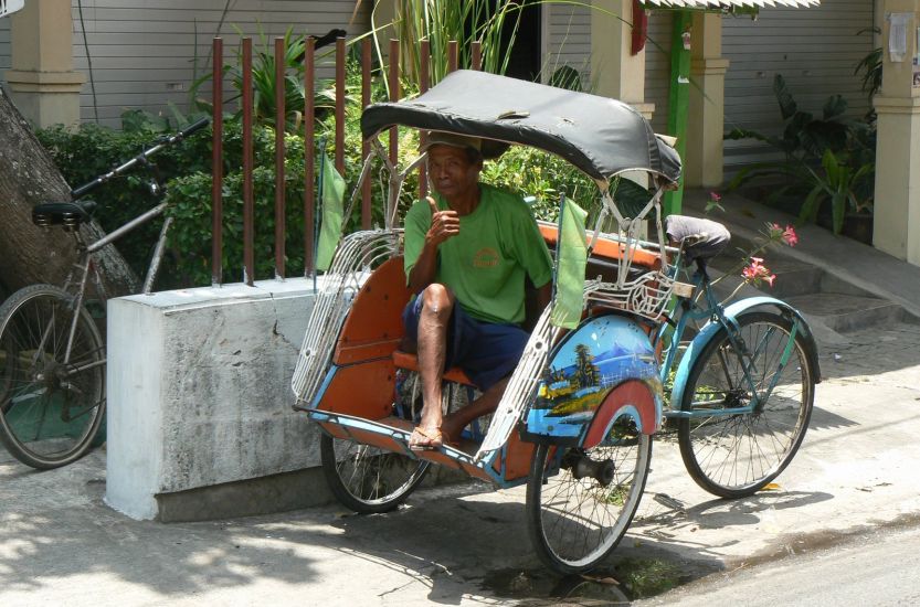 Becak ( bicycle rickshaw ) in Indonesia