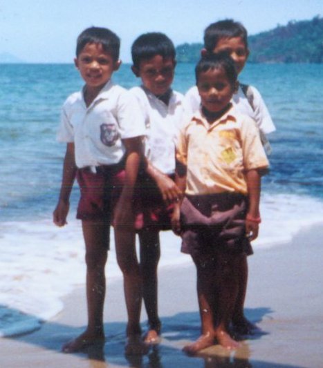 Indonesian Children on beach near Sibolga on Sumatra
