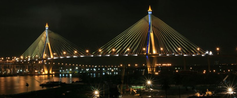 Dipangkorn Rasmijoti Bridge ( Mega Bridge ) over the Chao Phraya River in Bangkok
