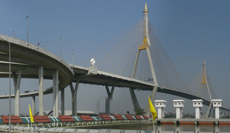 Dipangkorn Rasmijoti Bridge ( Mega Bridge ) over the Chao Phraya River in Bangkok