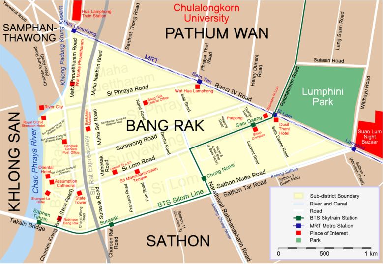 Map for Pat Pong - Red Light District in Bangkok