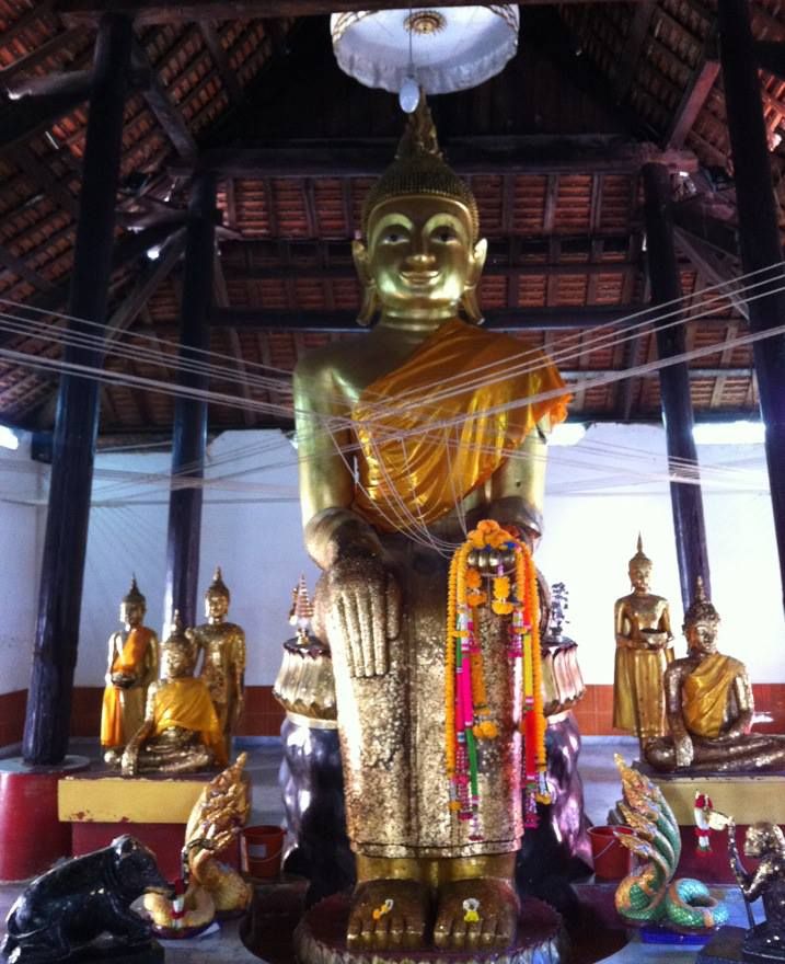 Standing Buddha statue in Wat in Nonthaburi