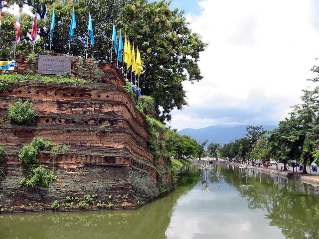 City Wall and Moat in Chiang Mai in northern Thailand