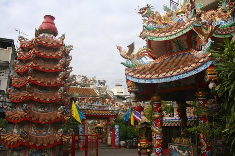Chinese Temple at the Warorot Market in Chiang Mai in northern Thailand
