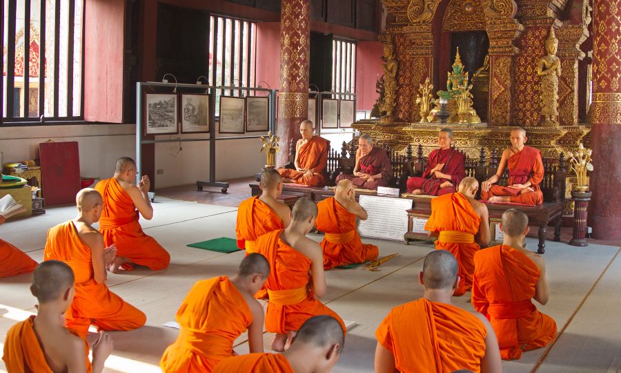 Buddhist Monks in Wat Phra Singh in Chiang Mai