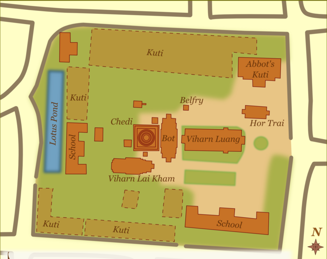 Map of Wat Phra Singh in Chiang Mai