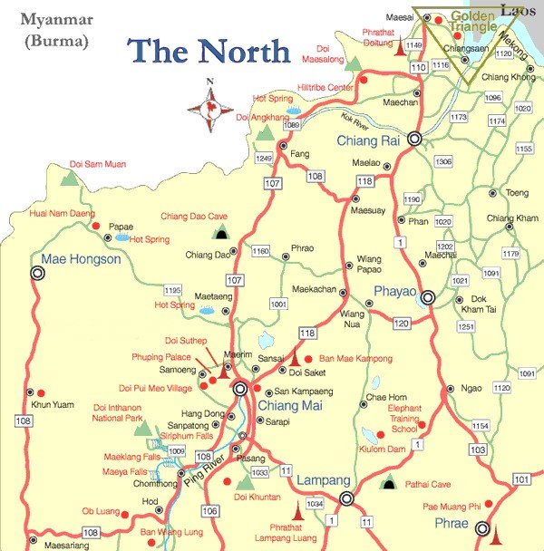 Map of Northern Thailand