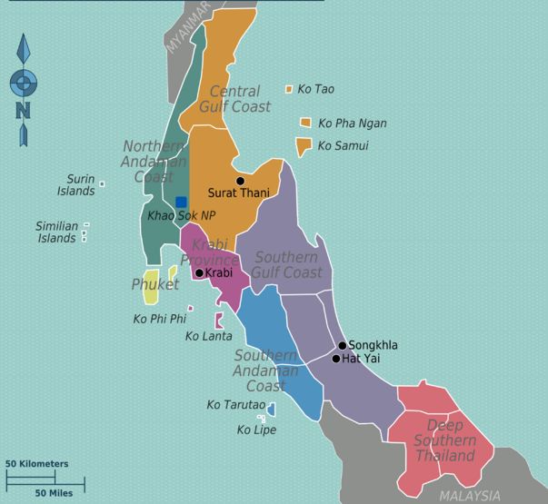 Map of Southern Thailand