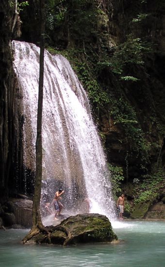 Waterfall in Erawan National Park in Kanchanaburi