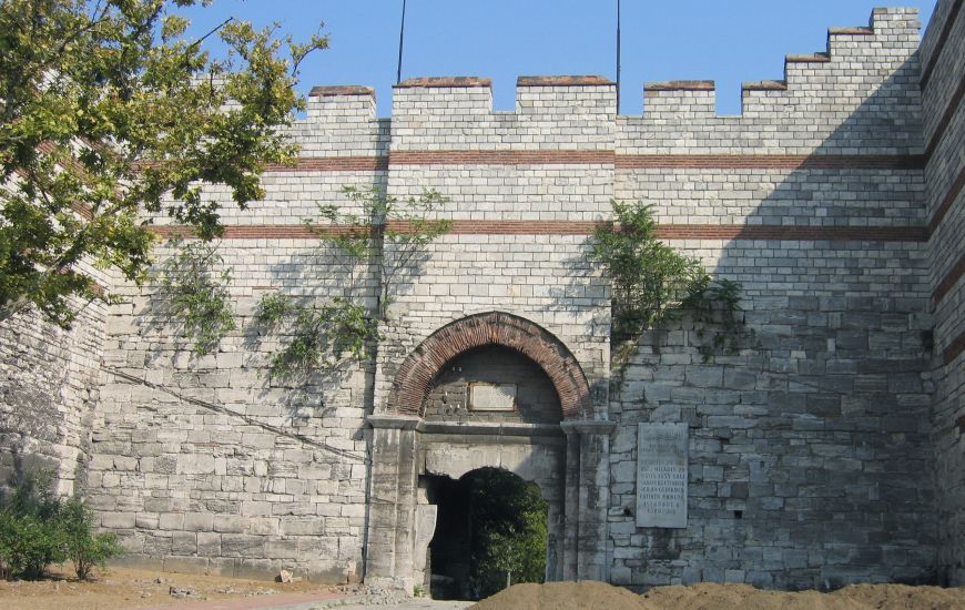 The Gate of Charisius ( Adrianople Gate ) in the Walls of Constantinople in Istanbul in Turkey