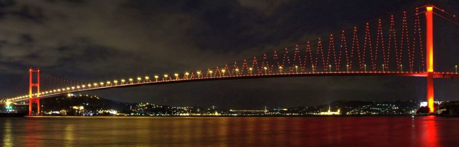 Bosphorus Bridge illuminated at night