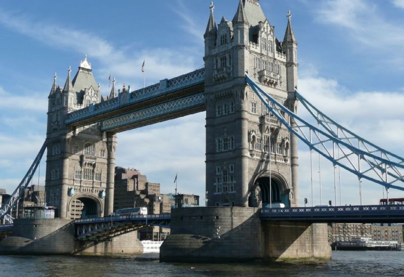 Tower Bridge across River Thames in London