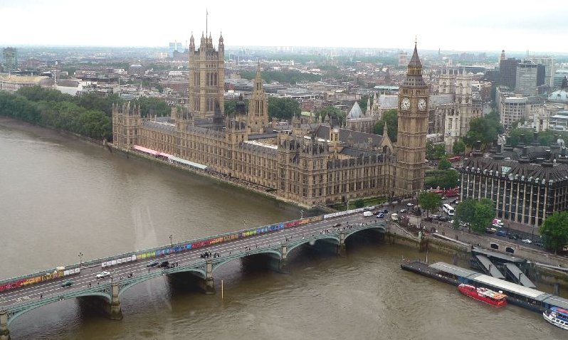 The Houses of Parliament and Westminster Bridge over River Thames