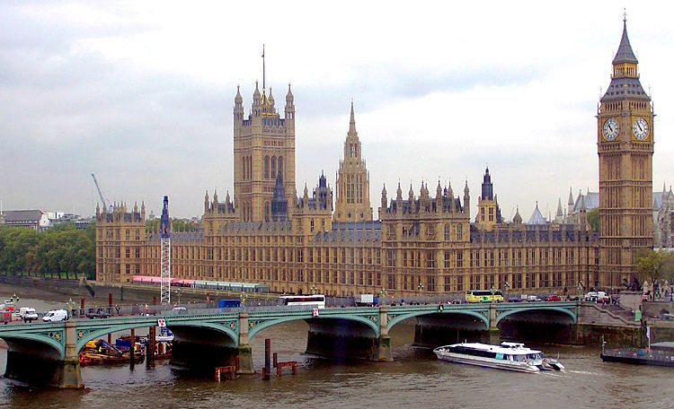 The Houses of Parliament and Westminster Bridge over River Thames