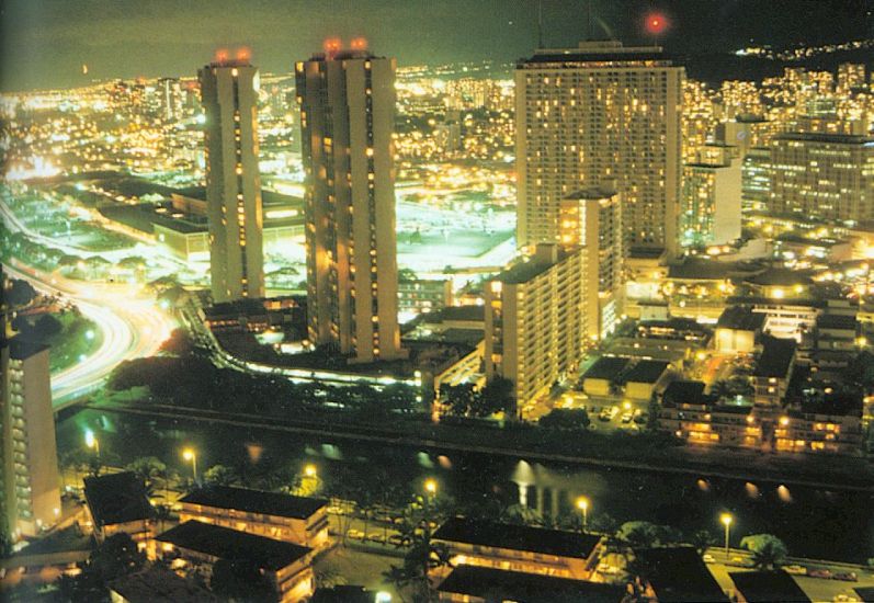 Honolulu City illuminated at night