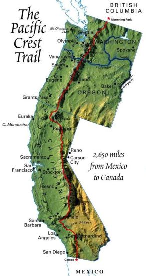 Map of the Pacific Crest Trail