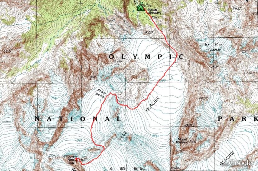 Map of Mount Olympus in Washington State, USA
