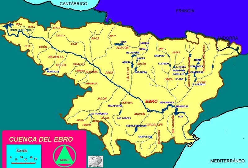 Map of Ebro River Valley in Spain