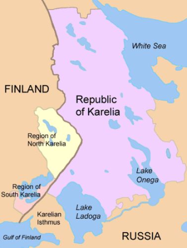 Location Map for Karelia in NW Russia