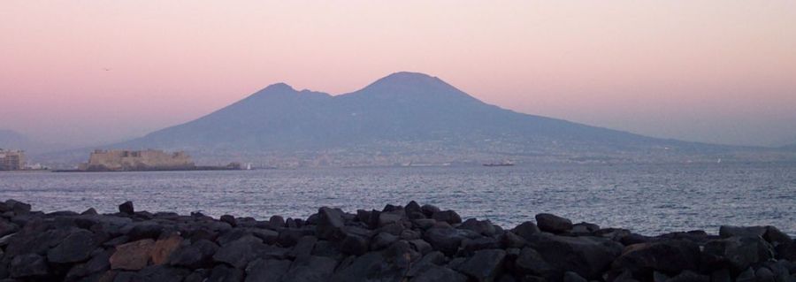 Mount Vesuvius from Bay of Naples in Italy