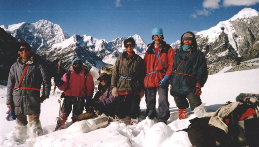 Trekking Group on Tilman's Pass in the Jugal Himal