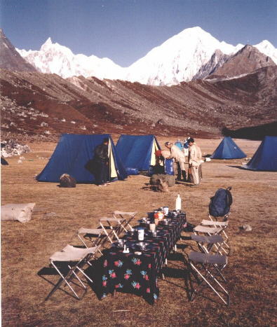Peri Himal from campsite at Phedi beneath the Larkya La, Nepal Himalaya, Manaslu Circuit