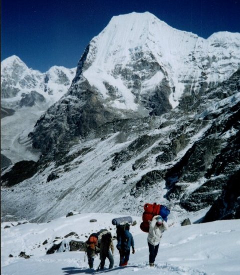 Chobutse on ascent to Ramdung Go high camp in the Rolwaling Valley of the Nepal Himalaya