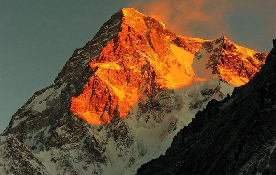Sunrise on K2 in the Karakorum Region of Pakistan - the world's second highest mountain