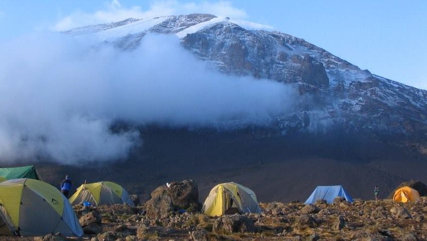 Camp on ascent of Kilimanjaro