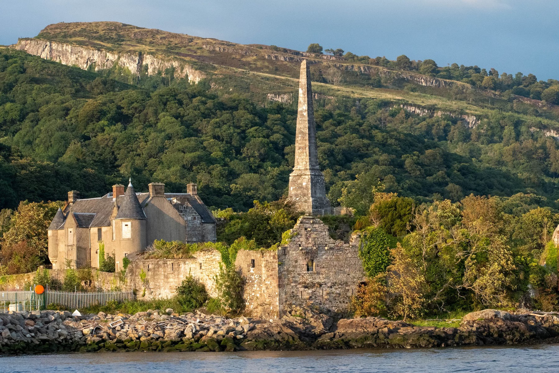 Dunglass Castle and Obelisk at Bowling