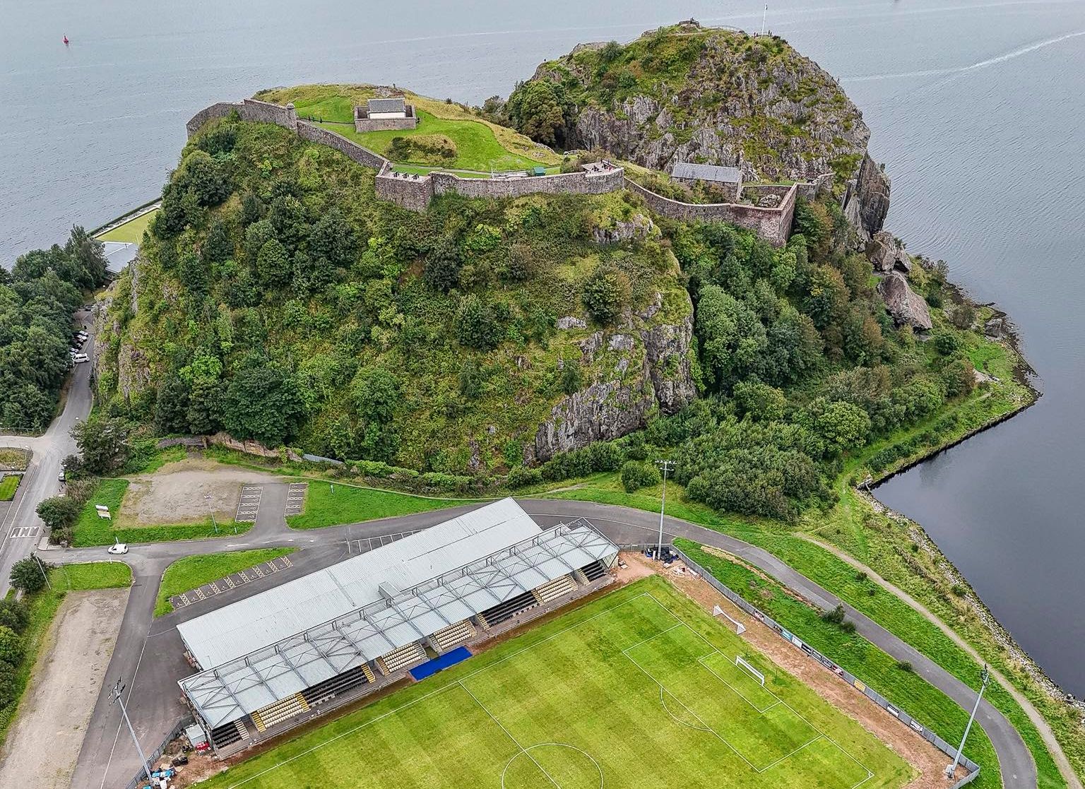 Aerial view of Dumbarton Castle