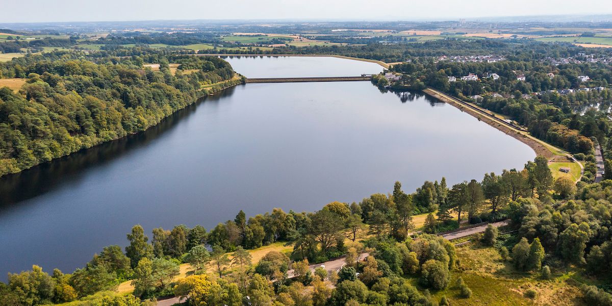 Aerial view of Mugdock and Craigmaddie ) Reservoirs