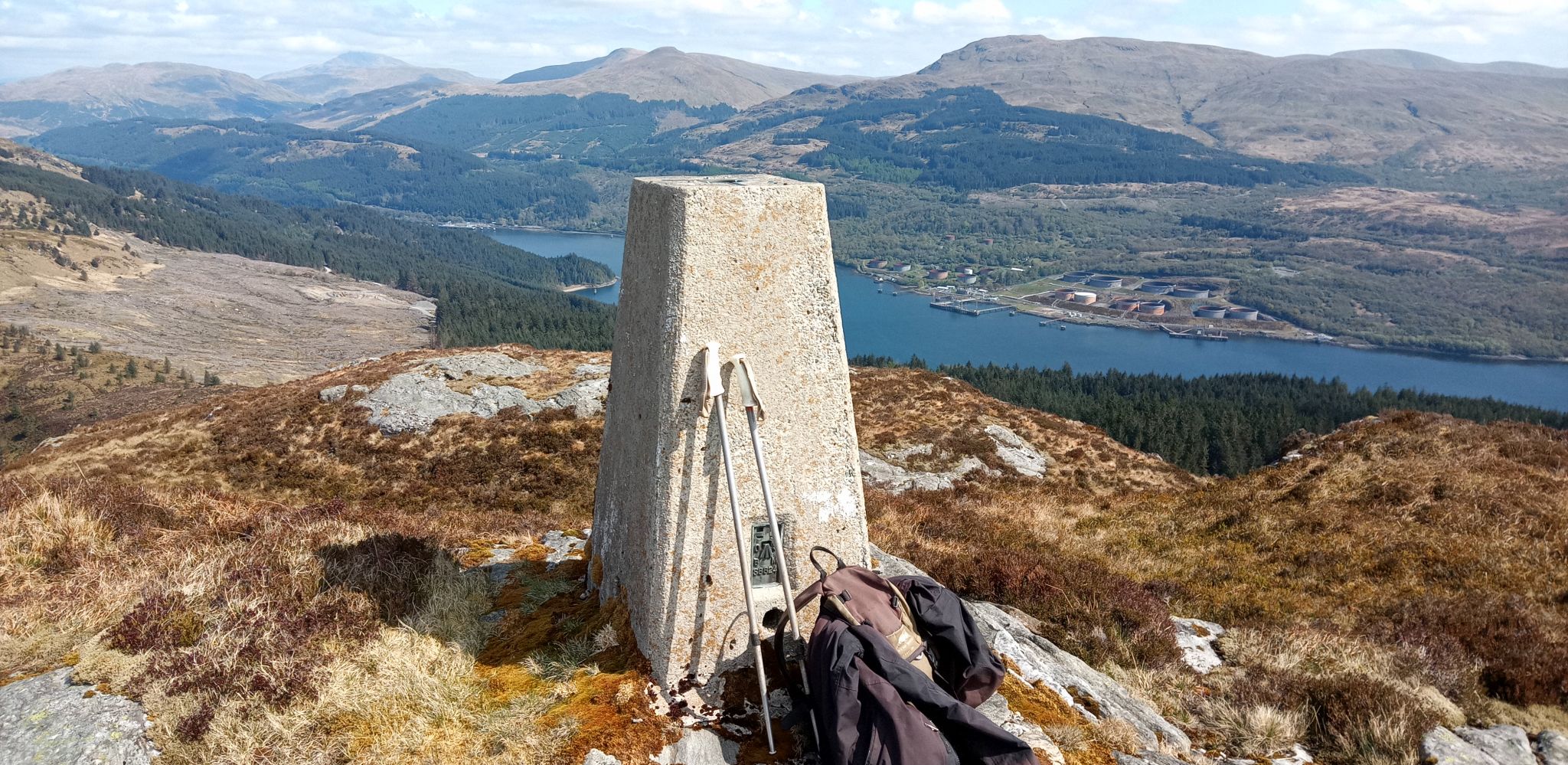 Hills above Loch Long from trig point on The Saddle