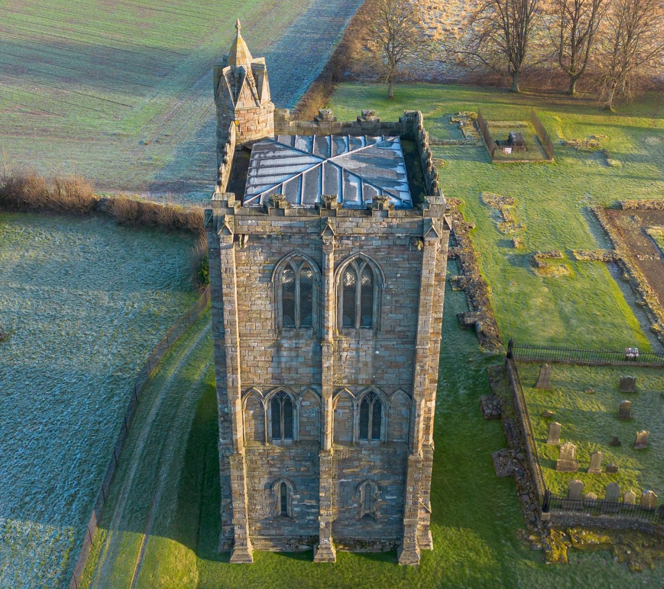 Cambuskenneth Abbey aerial view