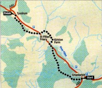 Map of The West Highland Way from Crianlarich to Tyndrum