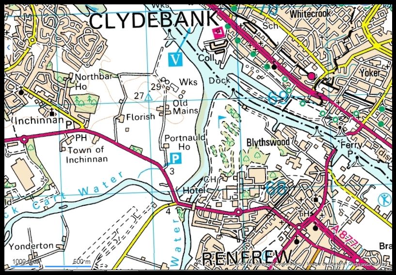 Map of the  the River Clyde at Clydebank